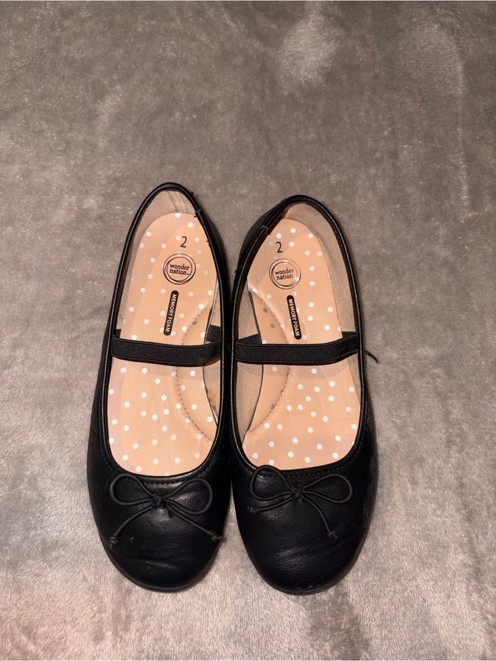 wonder nation Black Girls' Bow Strap Ballet Flats
